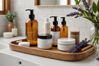 Cosmétiques naturels avec une excellente notation Yuka sur smartphone