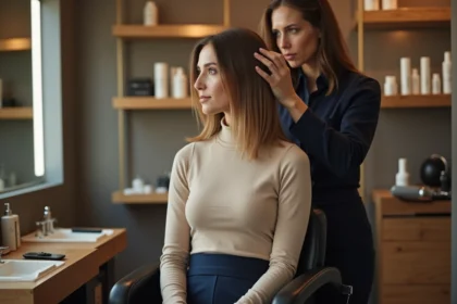 Femme élégante dans un salon de coiffure moderne