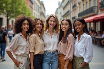 Groupe de femmes diverses sur un boulevard européen