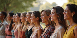 Groupe de femmes diverses en tenues culturelles naturelles