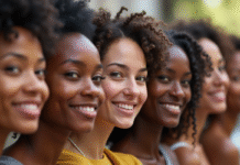 Groupe divers de personnes souriantes face à la caméra