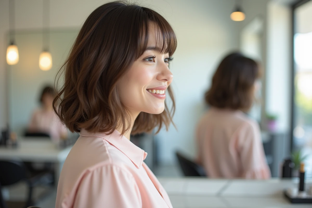 Jeune femme dans un salon de coiffure moderne en portrait