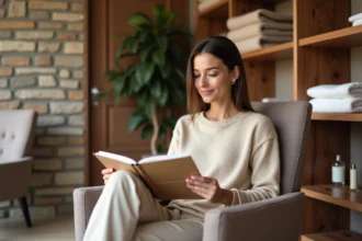 Femme détendue dans un salon de massage à Toulouse