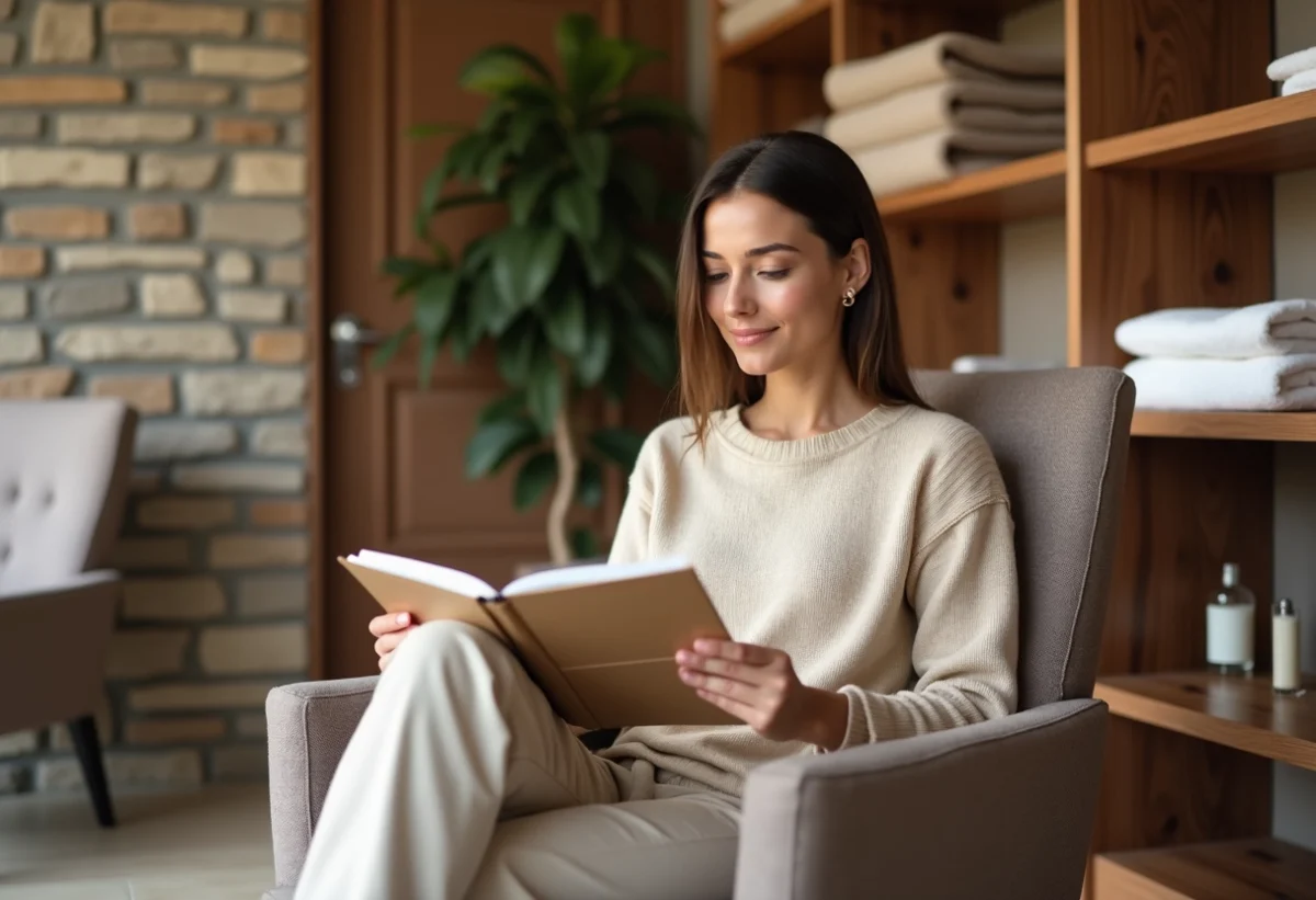 Femme détendue dans un salon de massage à Toulouse