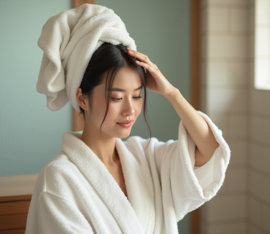 Protéger vos cheveux au spa : astuces incontournables pour leur santé ! Femme appliquant un serum capillaire dans un spa